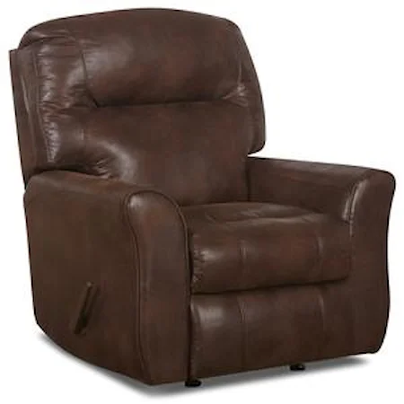 Casual Reclining Chair with Attached Back Pillows and Outside Handle Activation